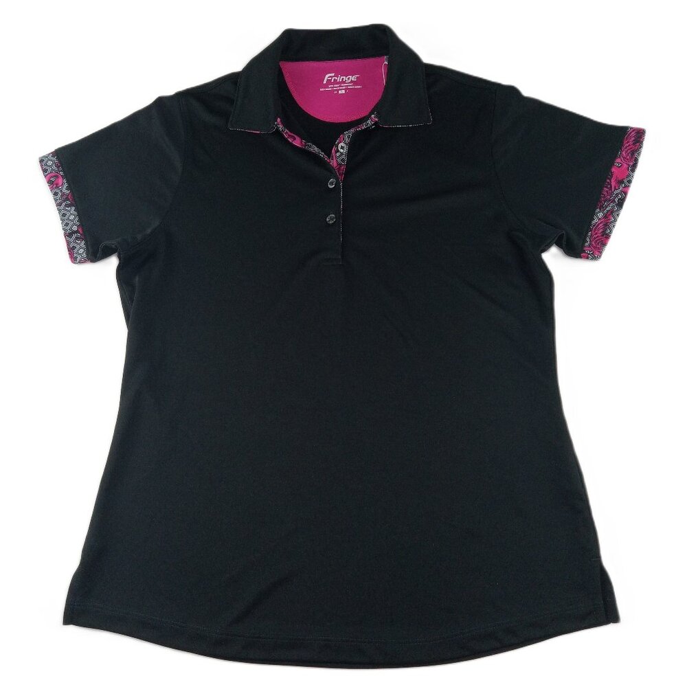 Fringe Frankie Repreve Polo Shirt Women's Size Small Black Short Sleeves Golf